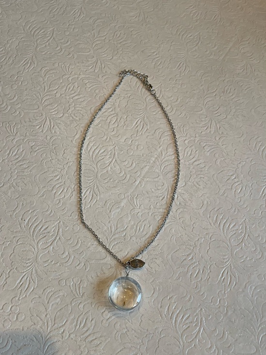 Jewelry - Silver-Tone Clear Glass Orb Pendant Necklace - Women's Jewelry
